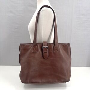 Levenger Bag Two strap Brown Leather Tote Briefcase Snap Zippered - Large